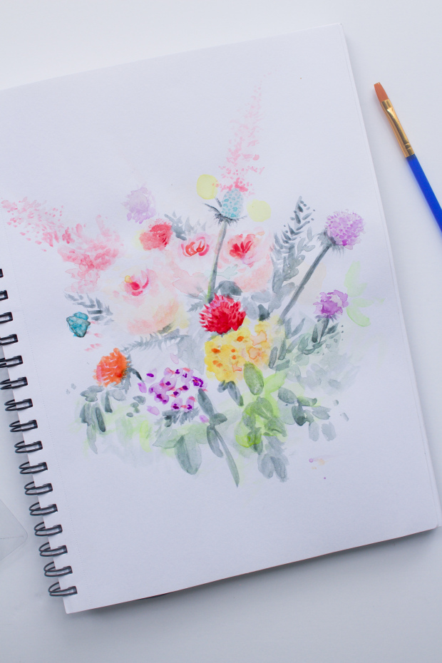 Summer watercolor Peonies by brittanyobarr.com